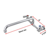 AA Faucet 8" Wall Mount Commercial Compartment Sink Faucet with 16" Swivel Spout for Restaurant Kitchen, NSF Approved