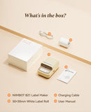 NIIMBOT B21 Label Maker, Thermal Label Printer, Portable Inkless Label Makers for Home/Office/Business, with 1 Pack 50x30mm White Label, Compatible with iOS & Android, (White)