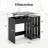 Tangkula Computer Desk with Lift Top, Space Saving Standing Desk with Hidden Compartment and Open Storage Shelves