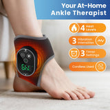 CREBELISOYA Cordless Foot Massager with Heat,3000mAh Portable Ankle Warmer Wrap,Ankle Brace 4 Heat & 3 Vibration Levels, Rechargeable Foot Relax for Men Women, Gift for Elderly