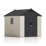 Patiowell 8x8 FT Resin Outdoor Storage Shed with Floor, Beige