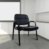 Big & Tall 400 lbs Waiting Room Guest Chair, Leather Office Reception Chair No Wheels with Padded Arms (4 Pack) CLATINA