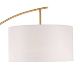 Possini Euro Design Raymond Modern Arc Floor Lamp 69" Tall Warm Gold Metal Adjustable Boom Arm White Linen Drum Shade Decor for Living Room Reading House Bedroom Home Office House