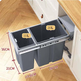 Double Pull-Out Under Cabinet Trash Can with Lid - Sliding Kitchen Recycling Bin for Efficient Waste Management, Soft-Close Design, 10+20L Capacity for Garbage Sorting