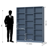 Triple Wide Bookshelf, 6 Tier Large Bookshelf, Bookcase with 17 Open Display Shelves