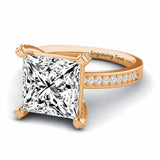 Oseew Sterling Silver/ 10k 14k 18k Solid Gold Radiant Cut Moissanite Rings Moissanite Solitaire Wedding Ring (Rose Gold)