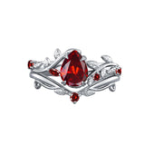 Oseew Garnet engagement ring sets(Garnet)