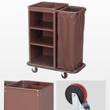 This Janitorial Cart 3-Shelf Commercial Cleaning Cart Housekeeping Cart with Wheels for Hotel Stores Schools and Business Brown