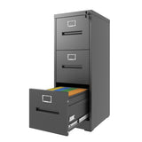 Gecheer 3 Drawer Vertical File Cabinet with Lock, Metal Office Home Storage for A4 Letter Legal Size, Narrow Steel Filing Cabinet with Anti-Tilt Mechanism & Adjustable Hanging Rods, Easy Assembly