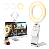 Ring Light for Laptop Desk Clip On,Small Computer Video Conference Lighting with Stand for Phone/Webcam/Monitor,5" Portable Mini LED Selfie Light Desktop for Zoom Meeting/Video Call/Recording(White)