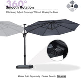 PURPLE LEAF Cantilever Umbrella 10 Feet Round 360° Rotation Light Grey