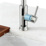 HOTIS Kitchen Sink Faucet Brushed Nickel with Pull Down Sprayer, Single Hole Stainless Steel Bar Faucet, 360° Swivel Pull Out Sink Faucets for Kitchen, Laundry & Bar Sinks, HT-KF100