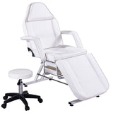 Jaxilyn Massage Bed Tattoo Chair Massage Salon with Two Trays,Esthetician Table with Hydraulic Stool,Multi-Purpose 3-Section Facial Bed Table, Adjustable Beauty Barber Spa Beauty Equipment White