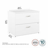 Bush Business Furniture Studio C 2 Drawer Lateral File Cabinet in White - Assembled
