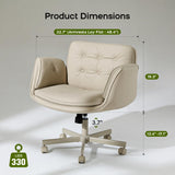 amseatec Criss Cross Chair with Armrests & Wheels, PU Leather Vanity Chair