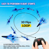Blue RC Plane for Kids Upgrade F-22 Raptor Fighter RC Airplane Remote Control Airplane Toys 2.4 GHZ Smart 6-axis Gyro Stabilizer RTF RC Jet Aircraft Easy to Fly Outdoor Toy RC Glider for Beginners