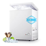 rosmena Chest Freezer, Deep Freezer 5 Cubic Feet with Removable Baskets & 6 Adjustable Temperature & Top Open Door