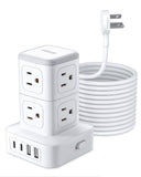 Tower Power Strip with Surge Protection 15 FT, NTONPOWER 1080J Surge Protector with 8 AC Outlets with 4 USB Ports NTONPOWER