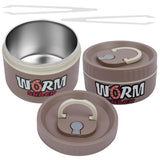 VKVXCLON 2Pcs Live Bait Storage,Fishing Bait Container, Stainless Steel Worm Storage Box, Nightcrawler Box, Bait Tank, Compact and Durable,Small and Portable, Keeps Bait Fresh and Alive (Khaki)