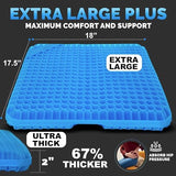 Gel Seat Cushions for Long Sitting- Extra Large & Ultra Thick(2 Inch) Orthopedic Chair Pad for Pressure Relief, Sciatica & Back Pain
