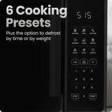 Chefman Countertop Microwave Oven 1.1 Cu. Ft., 1000 Watts with 10 Power Levels, 6 Cooking Presets with One-Touch Express Cook, Eco Mode, Child Safety Lock, & Mute Button - Black
