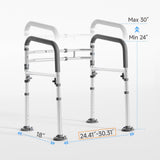 Loyoda Toilet Safety Rails,Height-Adjustable Toilet Frame Width-Adjustable Toilet Handles Foldable Toilet Rail Provides Support for Seniors ， Pregnant ，Disabled （Gray）
