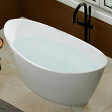 Empava Freestanding Bathtub, Flatbottom Acrylic Soaking Tub, Contemporary Stand Alone Design with Brushed Nickel Drain & Overflow, Glossy White, cUPC Certified, 59 Inch