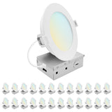 LUXRITE 5 Inch LED Recessed Light, ECO Backlit Mini Panel Spotlight, 5CCT 2700K-5000K, 1200 Lumens, High Output, 13 Watts, Dimmable, IC Rated, Wet Rated, ETL Listed, Energy Star, Round (24 Pack)