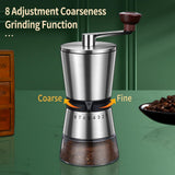 BOMANSI BOMS Manual Coffee Grinder - 8 Adjustable Coarseness Settings, Hand Crank Coffee Mill, Large Capacity, Portable Hand Coffee Grinder