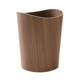 BISOZER Round Stackable Wastebasket, Natural Wood Garbage Recycling Bin for Bathrooms, Kitchens, Home Offices (Dark Wood)