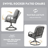 MELLCOM Outdoor Swivel Rocker Patio Chairs with Grey Cushions, Set of 6