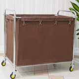 Brown Linen Rolling Laundry Sorter Cart with Wheels - Portable Trolley for Easy Laundry nization & Housekeeping