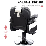 OmySalon Classic Barber Chair Reclining Hair Salon Stylist Chair All Purpose, Heavy Duty Hydraulic Pump, Adjustable Headrest, Tattoo Barbershop Beauty Spa Equipment