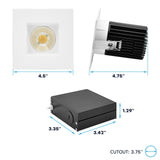LUXRITE 4 Inch Recessed Light, Regressed Canless LED Spotlight, 5CCT 2700K-5000K, CRI90, 22W, 1700 Lumens High Output, 38º, Interchangeable Square White Trim, Dimmable, IC & Wet Rated (4 Pack)