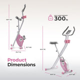 Sunny Health & Fitness Foldable Pink Magnetic Exercise X-Bike Pro, 300LB Capacity, Low-Impact, 14-Level Resistance, Ergonomic Support, SunnyFit® App Enhanced Bluetooth Connectivity - P2320 Sunny Health & Fitness