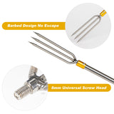 Cyfie Telescopic Fishing Gaff Flounder Gig, Stainless Steel Fishing Hunting Harpoon Pole with Spear Hook Barbed, Heavy Duty Frog Flounder Gig for Ice Fishing Saltwater Sea (9.4ft Long with 3-Prong)