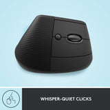 Logitech Lift Vertical Ergonomic Mouse, Wireless, Bluetooth or Logi Bolt USB Receiver