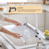 Moongiantgo Manual Frozen Meat Slicer Bone Short Rib Cutter Chicken Chopper Machine 13.5 Inch Double Blade Heavy Duty Guillotine Biltong Cutter for Korean BBQ Shabu Hot Pot (KD0288)