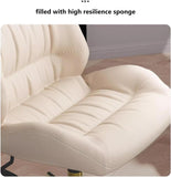 Modern Armless Office Desk Chair with Wheels, 360° Swivel Upholstered Leather Vani Chair, Adjuble Height from 83-93cm, Slish Apricot Color for Home or Study Use
