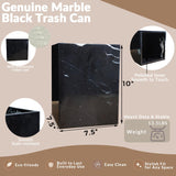 Black Marble Trash Can for Bathroom, Minimalist Theme Chic Wastebasket,Luxurious Design Rubbish Bin, Elegant Black Marble Waste Basket for Bathroom, Bedroom, Living Room