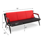 Waiting Room Bench, Office Furniture Reception Chairs with Arms (Red&Black,3 Seat) wonline