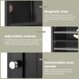 Iwell Tall Black Bathroom Cabinet with 2 Doors and 1 Drawer, Bathroom Storage Cabinet with Adjustable Shelves, Narrow Storage Unit for Living Room, Entryway, Kitchen, Black