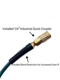 SYXQT Polyurethane(PU) Recoil Air Hose 1/4-Inch x 25FT Long,with Bend Restrictor, 1/4" Industrial Quick Coupler and Plug, Blackish Green