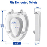 SAMODRA Raised Toilet Seat Riser, White, 3 Inch High Elevated Toilet Seat for Seniors, Soft Close, Easy Install & Clean (Elongated)
