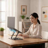 Nishiyuenyi Laptop Cooling Stand with Sturdy Steel Build and Open Frame for Maximum Air Circulation Ergonomic Notebook Raiser with 360 Degree for Comfortable, White, with Fan