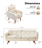 Tbfit Mid Century Modern Sofa Couch, Beige, Standard Sofa & Accent Chair