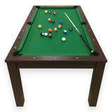 SIMBASHOPPING 7 Foot Pool Dining Table Combo Green Felt Modern Billiard Table with Dining Top Included - Missisipi
