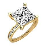 Oseew 2ct-6ct Moissanite Wedding Rings for Women Princess Cut Moissanite Bridal Rings(yellow gold)