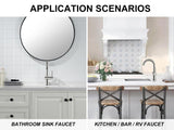 KENES Brushed Nickel Bathroom Faucet Single Handle Modern Prep Wet Bar Sink Faucet Bathroom Sink Faucets with Drain Assembly & Deck Plate, Farmhouse RV Camper Outdoor Utility Faucet, KE-9005B