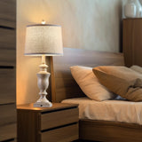SAIWEYA 27.5" Set of 2 Farmhouse Table Lamps for Bedroom, 3 Way Dimmable Bedside Lamp with 2 USB +AC Outlet Nightstand Lamps for Living Room Resin Rustic Touch Lamps